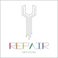 REPAIR SERVICES LOGO. Computer Technology Logo template designs, Gadget Service logo template designs. Silhouette of a silhouette Royalty Free Stock Photo