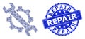 Grunge Repair Round Seal Stamp and Recursive Repair Icon Mosaic