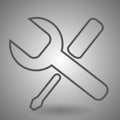 Repair thin line icon, settings outline logo illustration, wrench and screwdriver linear pictogram isolated Royalty Free Stock Photo