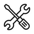 Repair tool line Icon. Screwdriver and Wrench Vector illustration Royalty Free Stock Photo