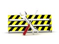 Repair tools behind safety board Royalty Free Stock Photo