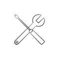 Repair tools hand drawn outline doodle icon. Royalty Free Stock Photo