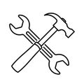 Repair tools icon. Hammer and wrench. Vector illustration Royalty Free Stock Photo