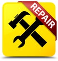 Repair (tools icon) yellow square button red ribbon in corner