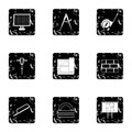Repair tools icons set, grunge style Royalty Free Stock Photo