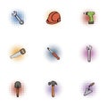 Repair tools icons set, pop-art style