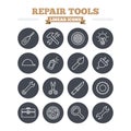 Repair tools linear icons set. Thin outline signs