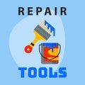 Repair tools paint bucket brush icon creative graphic design logo element and service construction work business Royalty Free Stock Photo