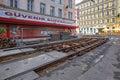 Repair of the tram tracks. Landstrasse district, Vienna, Austria Royalty Free Stock Photo