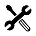 Repair vector icon. Wrench and screwdriver illustration icon. Settings icon isolated.