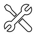 Repair vector icon. Wrench and screwdriver illustration icon. Settings icon isolated.