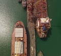 Repair vessels hull  ship, tanker in shipyard Royalty Free Stock Photo