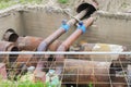 Repair of water and heat supply pipelines Royalty Free Stock Photo