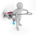 Repair water tap. Isolated 3D Royalty Free Stock Photo