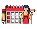 Repair woman calendar labor day Royalty Free Stock Photo