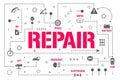 Repair word concepts banner. Mechanic workshop restoration auto. Car service infographics. Presentation, website. UI UX idea. Royalty Free Stock Photo