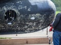 Repair work on the bulbous bow Royalty Free Stock Photo