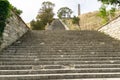 Repair work on old Great Mithridates Staircase leading to Memorial of Glory to heroes of Second World War in Kerch, Royalty Free Stock Photo