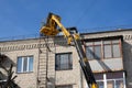 Repair work on the roof by city services. Royalty Free Stock Photo