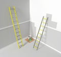 Repair work, a room prepared for painting. Aluminum stairs. 3d render, 3d illustration