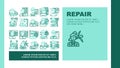 repair worker equipment job icons set vector