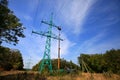 Repair works at the high-voltage power tower