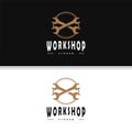 Repair Workshop Logo, Simple Key and Gear Design for a Simple Vehicle Repair Business, Vector Templet Illustration Royalty Free Stock Photo