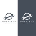 Repair Workshop Logo, Simple Key and Gear Design for a Simple Vehicle Repair Business, Vector Templet Illustration Royalty Free Stock Photo