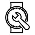 Repair wrench hand watch icon, outline style