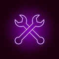 repair wrenches outline icon in neon style. Elements of car repair illustration in neon style icon. Signs and symbols can be used