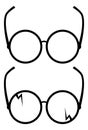 Repaired and broken glasses, set of images, black and white, isolated. Royalty Free Stock Photo