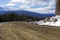 Dirt road with a dump truck in the northern highlands