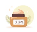 Repairing cream. Face moisturizer. Skin care. Morning routine. Hand drawn beauty product. Vector illustration in flat