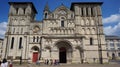 Repairing Gothic style architecture under bright sky