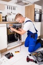 Repairman Checking Dishwasher