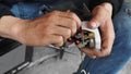 Repairman electric current Car lock job