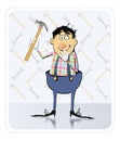 Repairman With Hammer Royalty Free Stock Photo