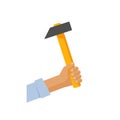 Repairman hand holding wooden hammer vector illustration Royalty Free Stock Photo