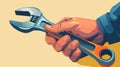 Repairman hand holding wrench. illustration in cartoon style. Generative AI