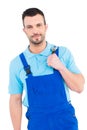 Repairman holding adjustable wrench Royalty Free Stock Photo