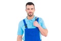 Repairman holding adjustable wrench Royalty Free Stock Photo