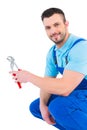 Repairman holding pliers