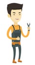 Repairman holding spanner vector illustration. Royalty Free Stock Photo