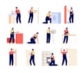 Repairman. Home workers, electrician carpenter and painter. Flat men with repair tools, people renovation working Royalty Free Stock Photo