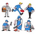 Repairman Mascot Cartoon Set Royalty Free Stock Photo