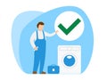 Repairman repairing household appliances. Minimalist style illustration.