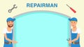 Repairman Service Web Banner Flat Vector Template