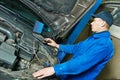 Repairman servicing auto car Royalty Free Stock Photo