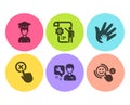 Repairman, Settings blueprint and Social responsibility icons set. Vector