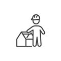 Repairman with a toolbox line icon